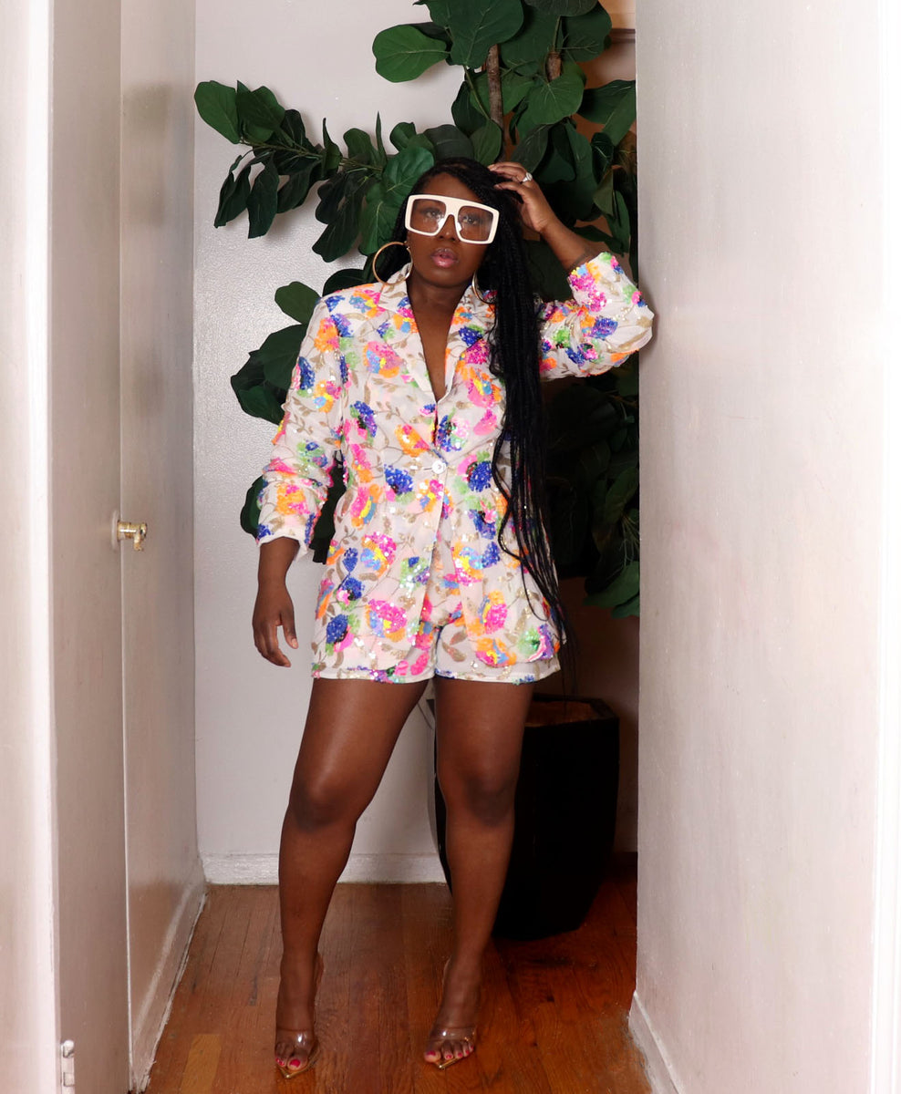 Sequins Garden Shorts Mixed Emotions Boutique