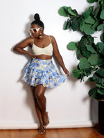 Load image into Gallery viewer, Blue Flower | Tiered Skirt
