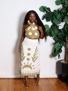 Olive Branch | Linen Skirt Set