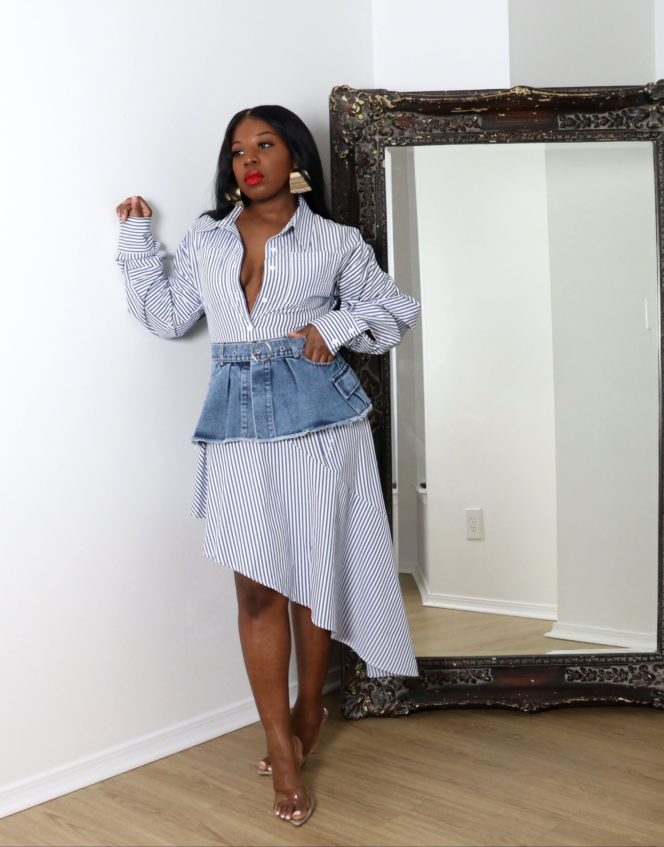 Stripe Me down | Shirt Dress w Corset