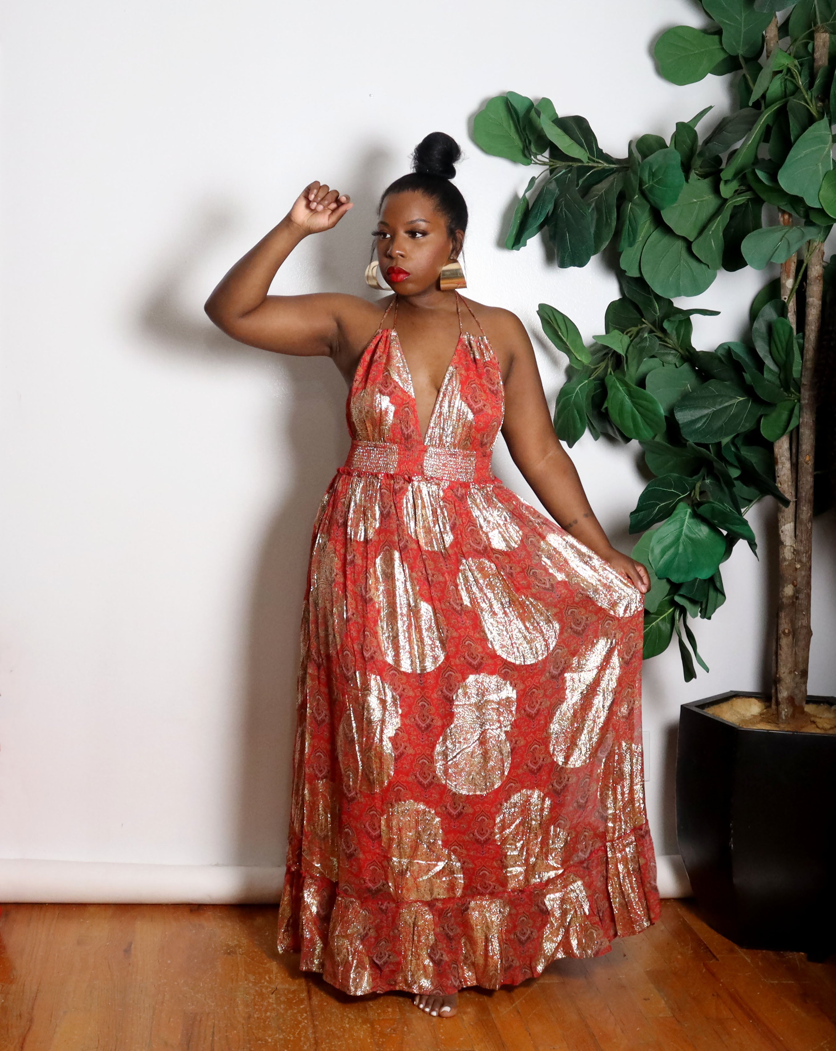 Touch Of Gold | Halter Maxi