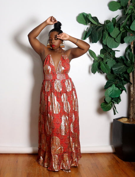 Gold halter dress shop