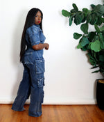 Load image into Gallery viewer, That Girl | Denim Cargo Jumpsuit
