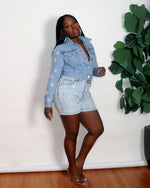 Load image into Gallery viewer, Super Star | Crop Denim Jacket
